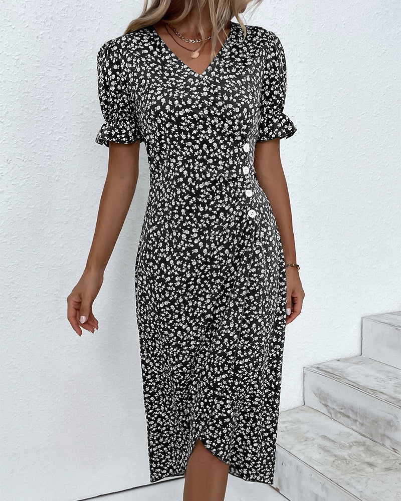 Giselle™ - Blumenkleid mit V-Ausschnitt