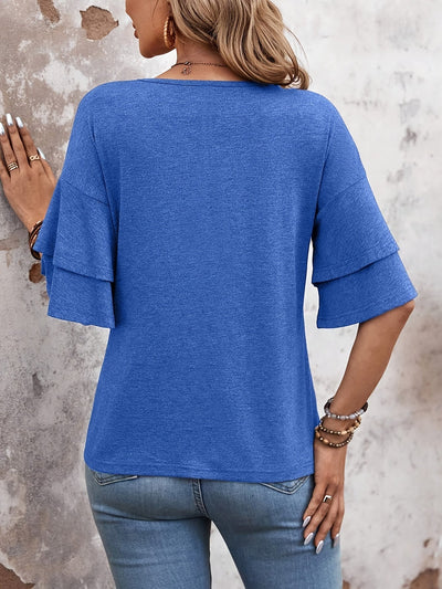 Johanna | T-Shirt mit V-Ausschnitt Und Weiten Ärmeln