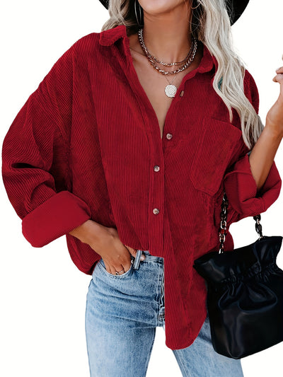 Fleur – Cord Overshirt mit Knopfleiste