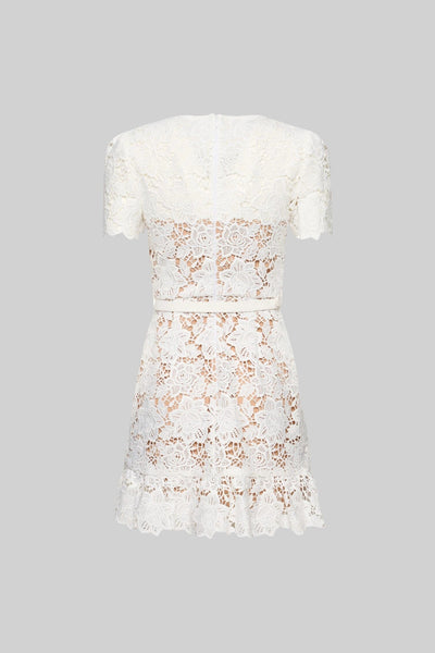Kurzärmliges besticktes Blumenkleid