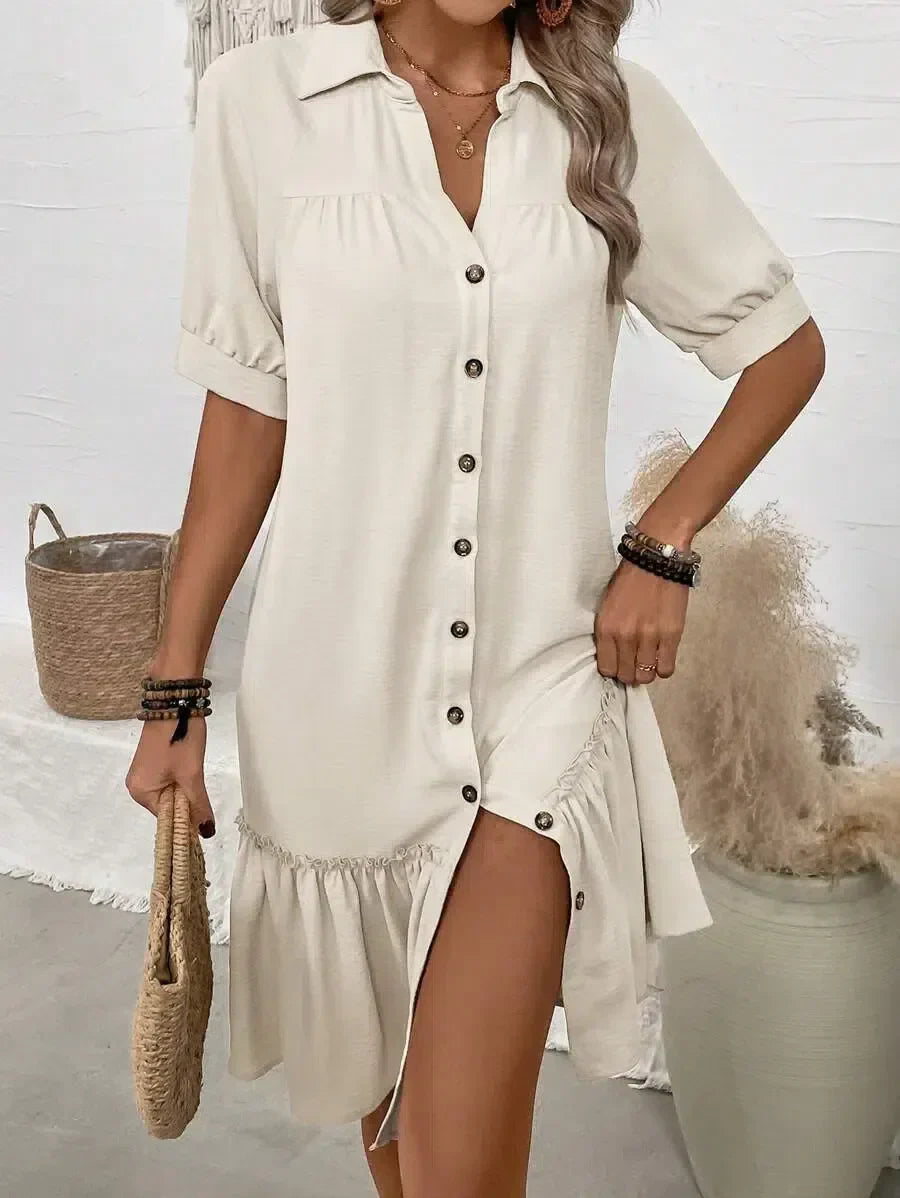 Aliyah | Kleid mit Knöpfen und romantischem Volant-Detail
