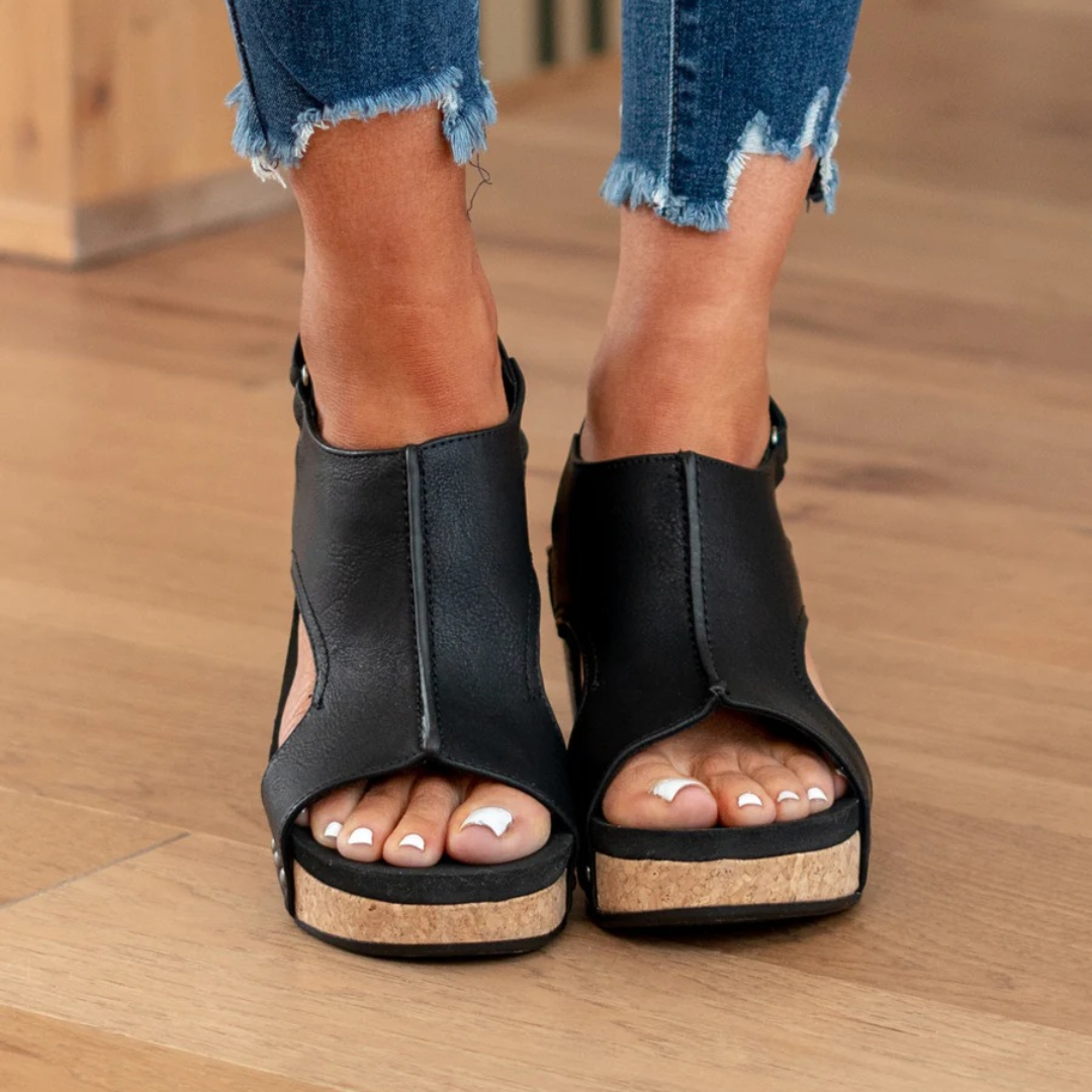 Leni - Wildleder Sandalen auf Wedge-Absatz