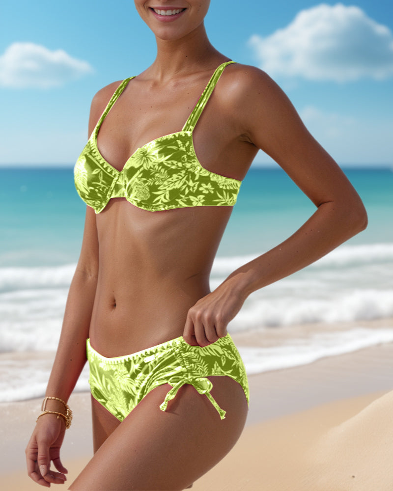 Zweiteiliger Triangel-Bikini mit Schnürung und Druck