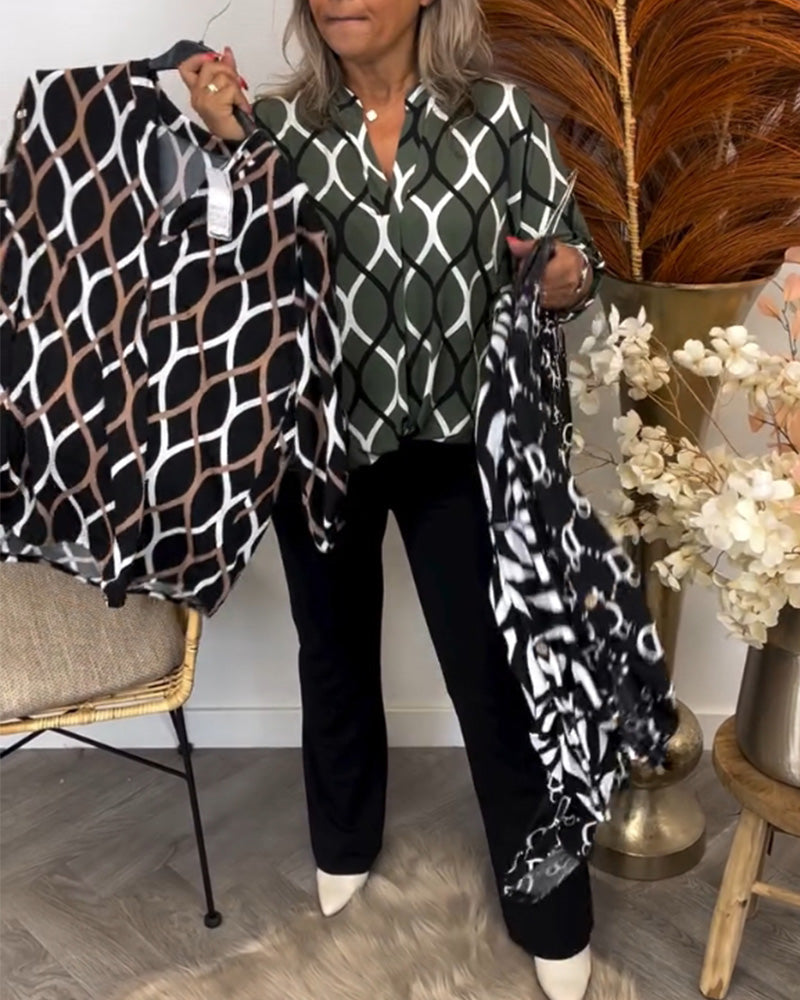 Janny | Lässige Bluse mit langen Ärmeln und elegantem Muster