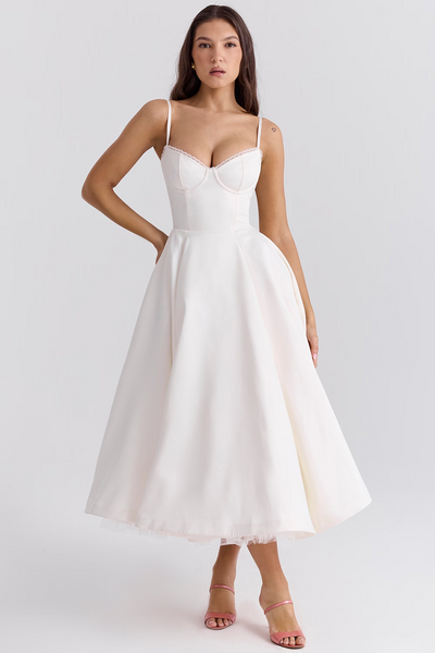 Luce - Satin-Tüll-Midikleid