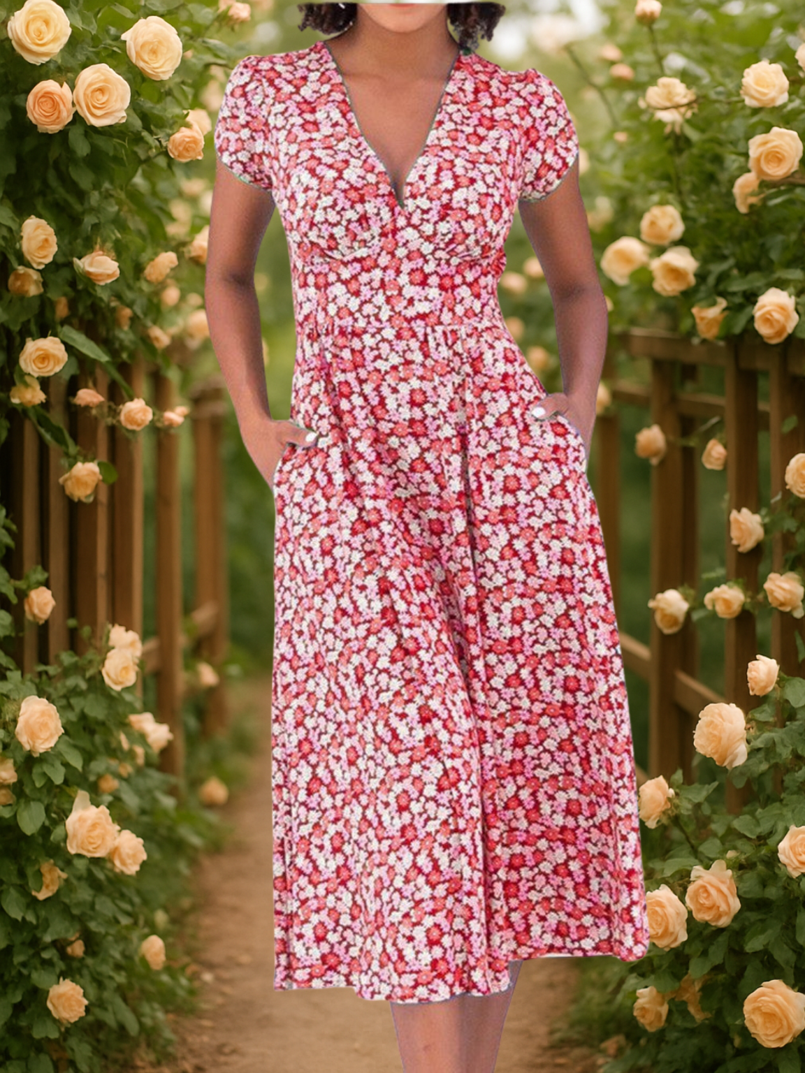 Fienna – Midi-Kleid mit Frontknöpfen
