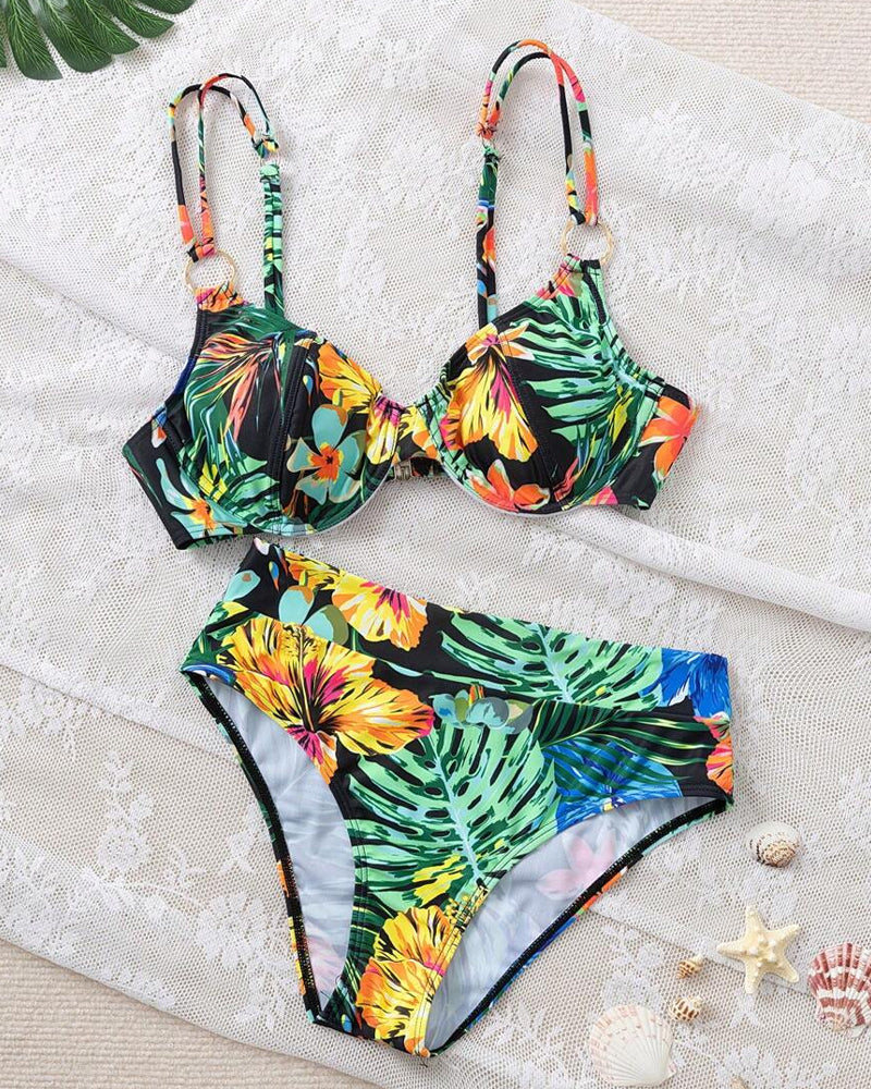 Bikini sexy bedruckter Push-Up BH Dreieck