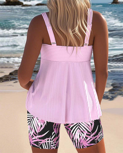Tankini gestreifter Weste mit bedruckten Strandhosen