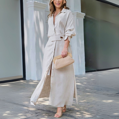 Jeanette™ | Elegantes Maxikleid mit V-Ausschnitt