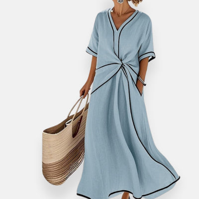 Malina | Kleid mit Knoten und kontrastierenden Besätzen