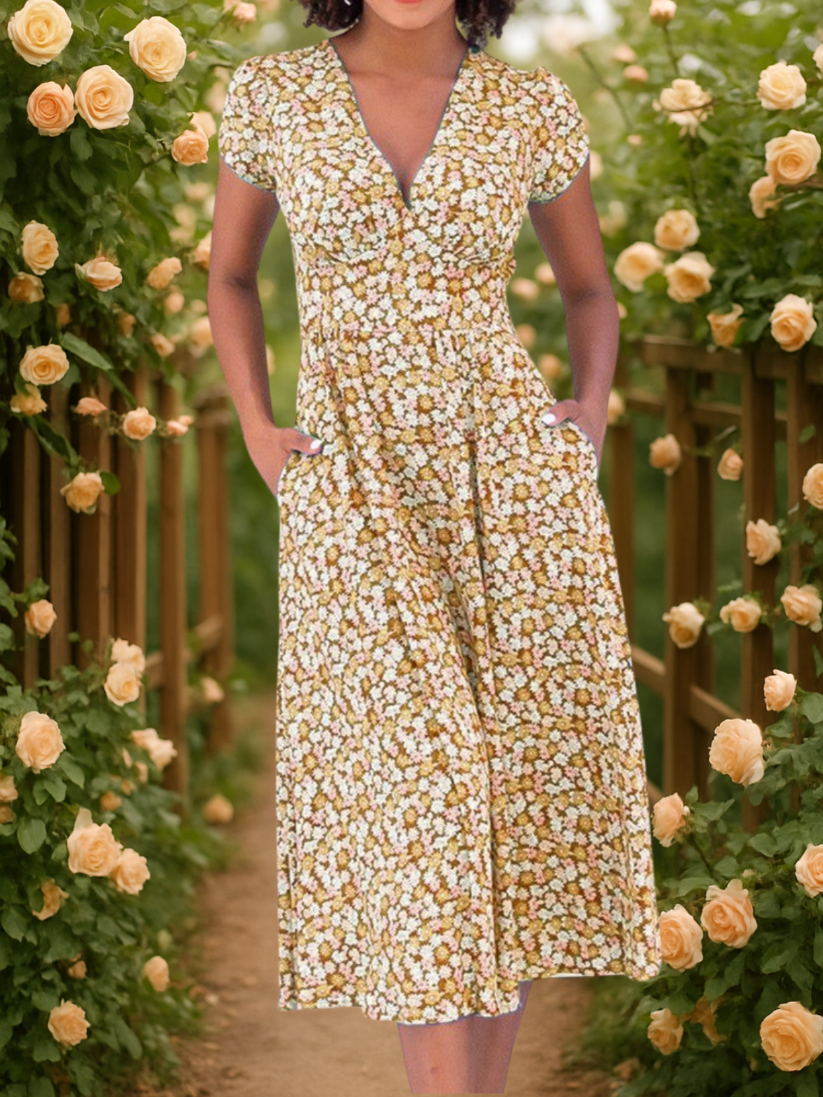 Fienna – Midi-Kleid mit Frontknöpfen