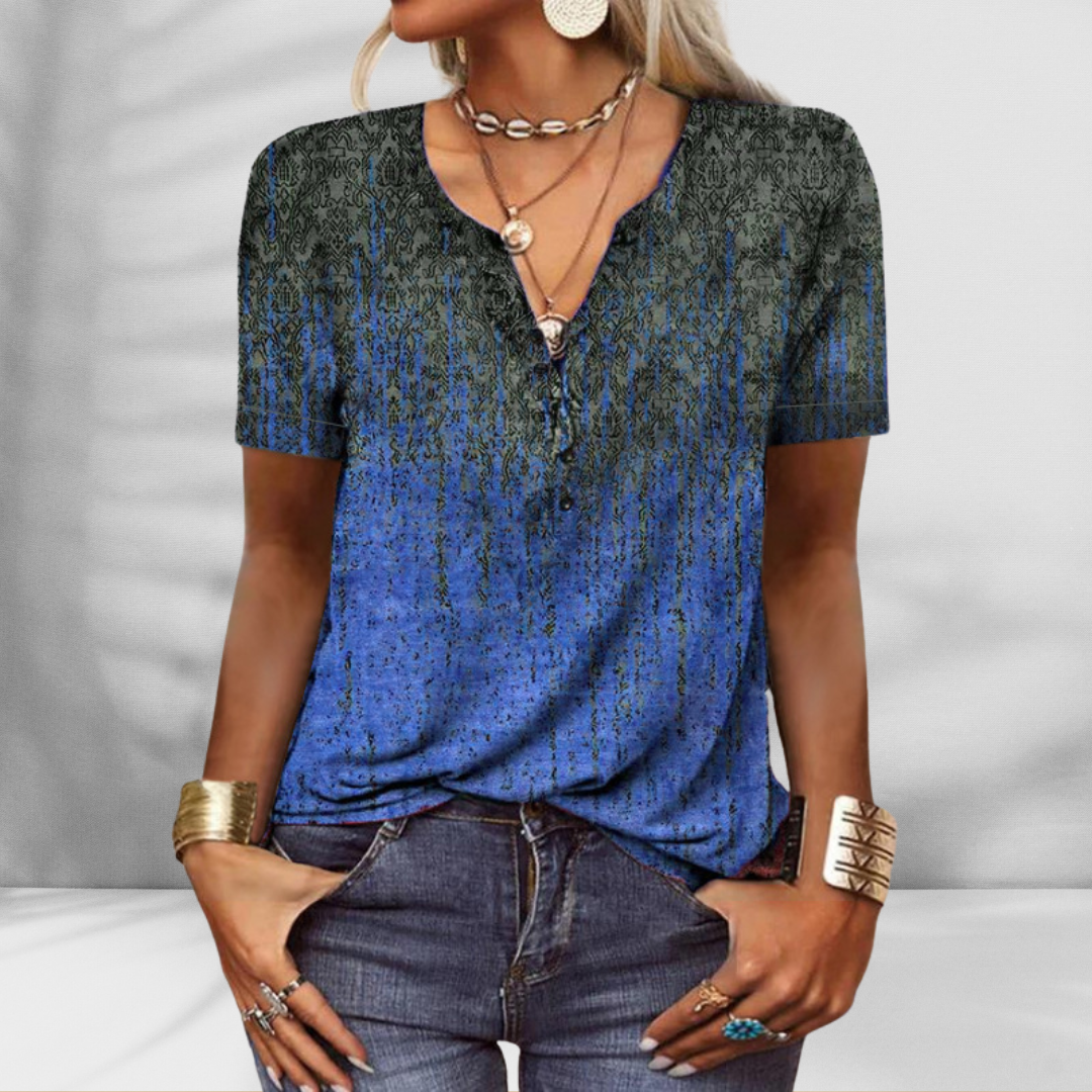 Louren | Elegante Boho-Bluse Mit Kurzen Ärmeln