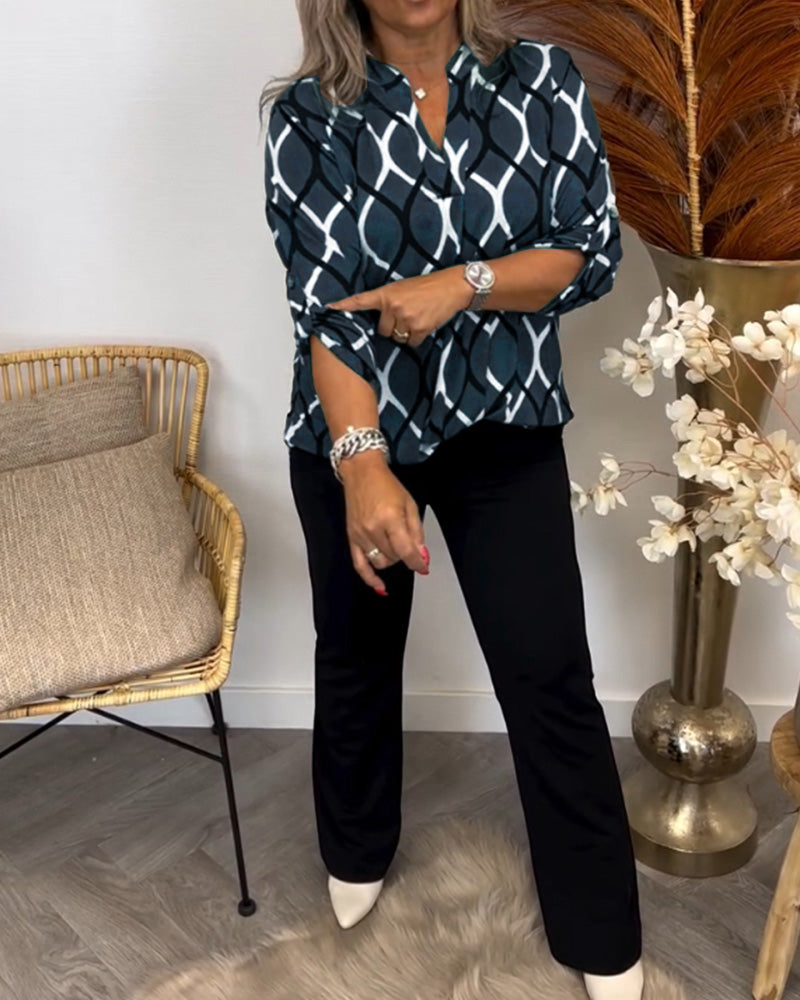 Janny | Lässige Bluse mit langen Ärmeln und elegantem Muster