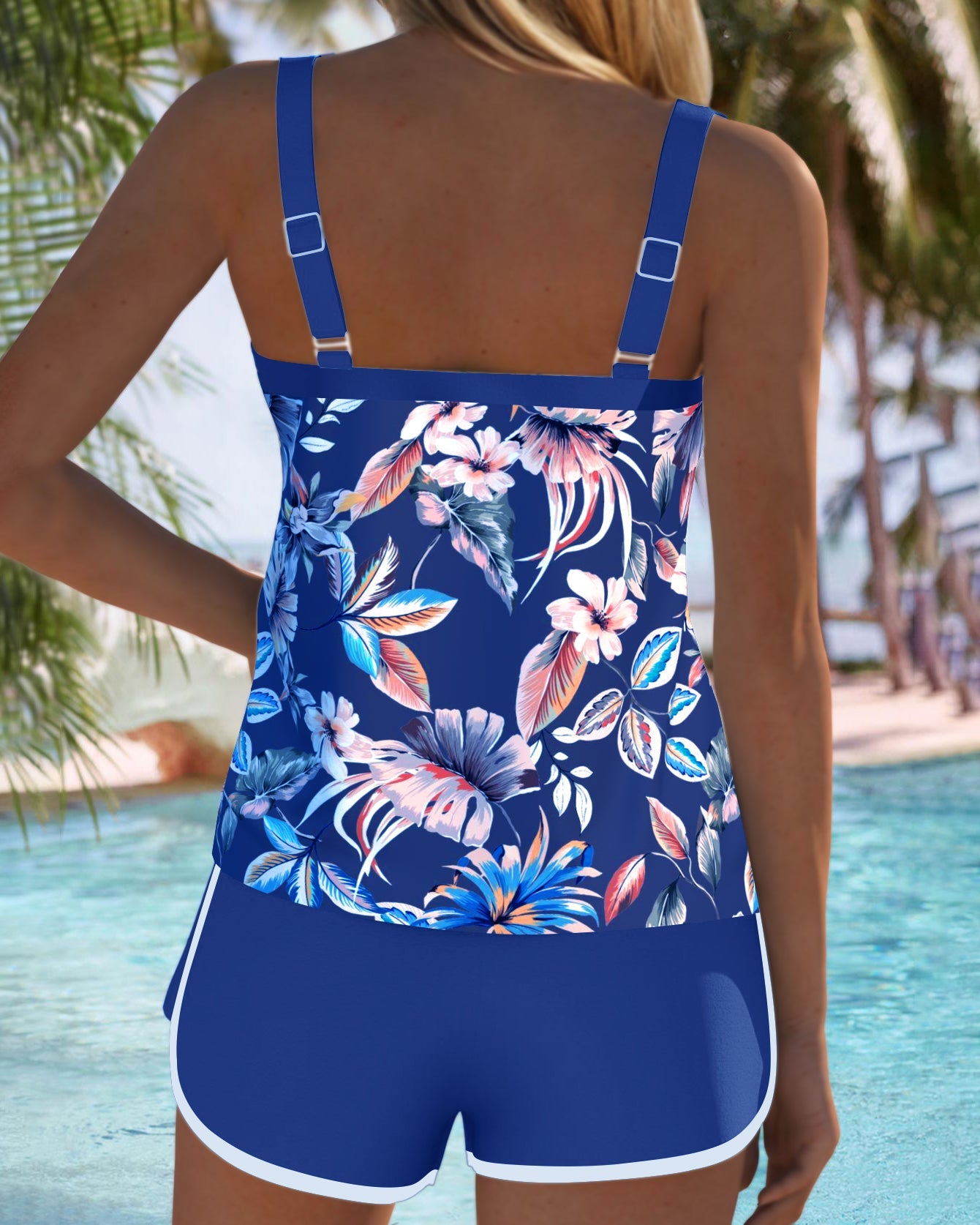 Tankini u-ausschnitt ärmellos bedruckt