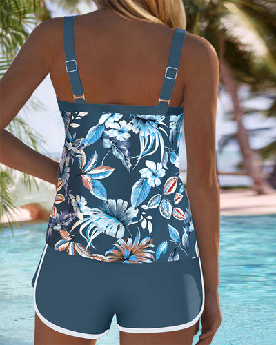 Tankini u-ausschnitt ärmellos bedruckt