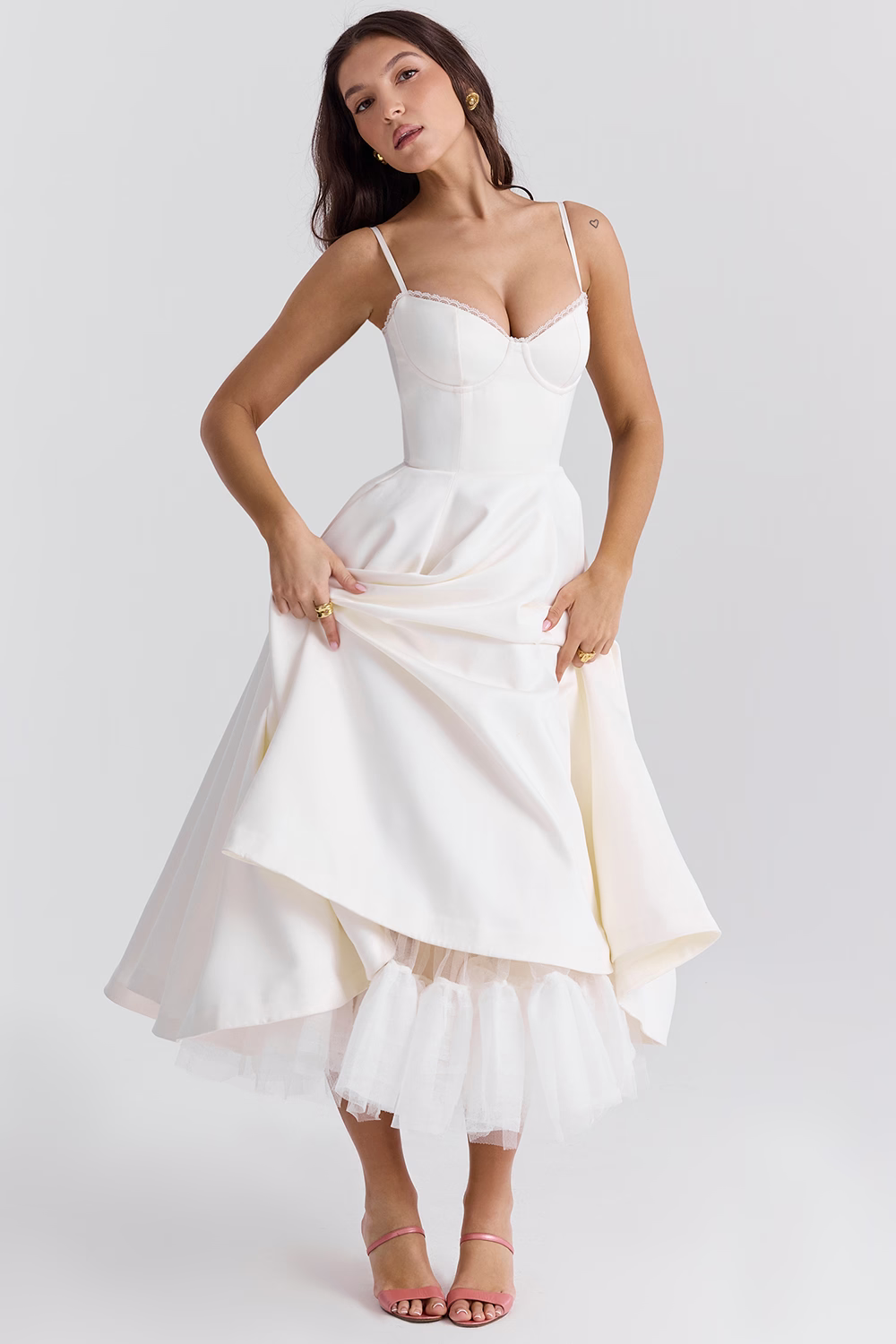 Luce - Satin-Tüll-Midikleid