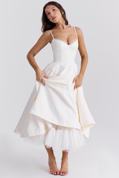 Luce - Satin-Tüll-Midikleid