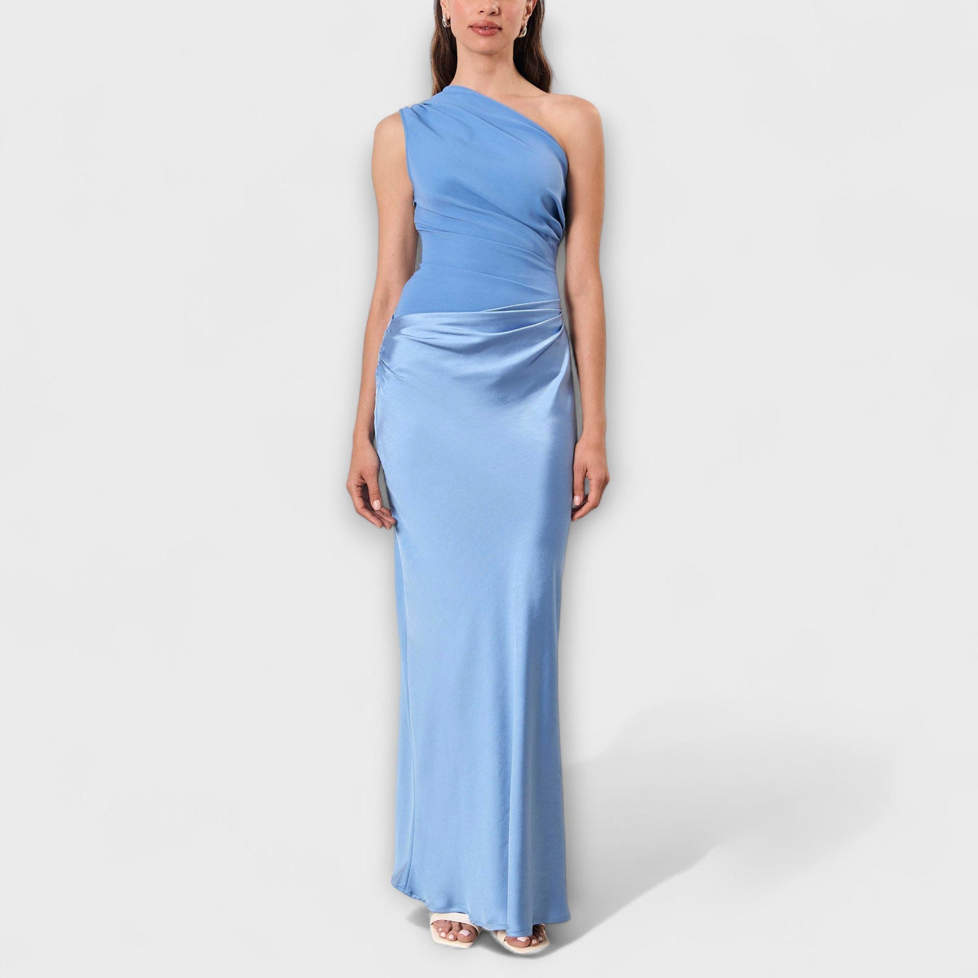 Leni - Elegantes Ein-Schulter Falten Maxi Kleid