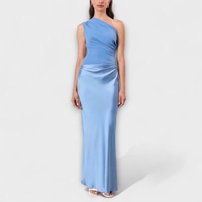 Leni - Elegantes Ein-Schulter Falten Maxi Kleid