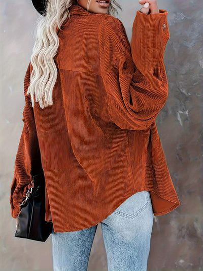 Fleur – Cord Overshirt mit Knopfleiste