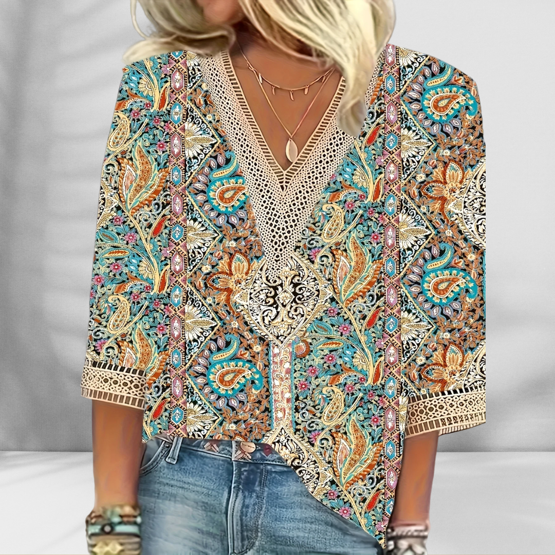Alis | Boho-Bluse Mit Floralen Mustern Und Langen Ärmeln