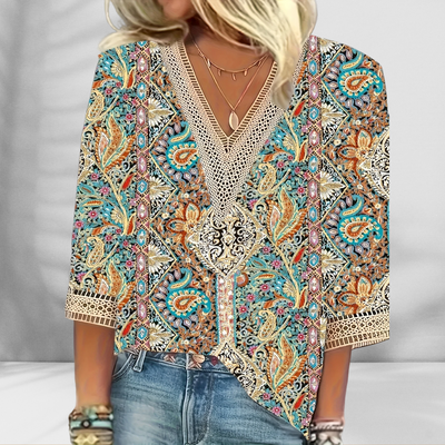 Alis | Boho-Bluse Mit Floralen Mustern Und Langen Ärmeln