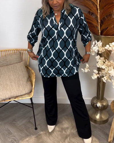 Janny | Lässige Bluse mit langen Ärmeln und elegantem Muster