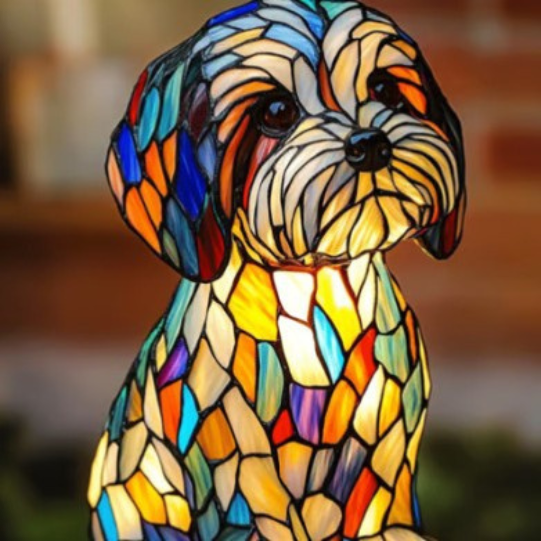Papouille | Magische Hundelampe aus buntem Glas