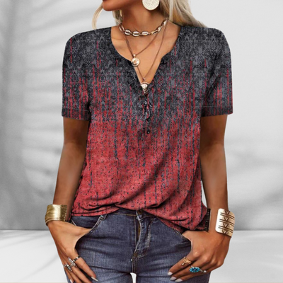 Louren | Elegante Boho-Bluse Mit Kurzen Ärmeln