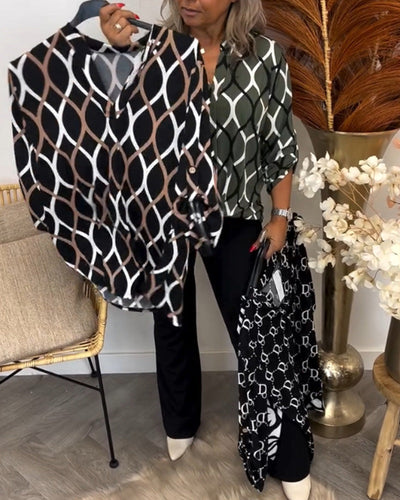 Janny | Lässige Bluse mit langen Ärmeln und elegantem Muster