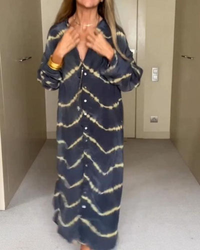 BOMEA - LANGES BOHEMIAN-KLEID MIT LANGEN ÄRMELN