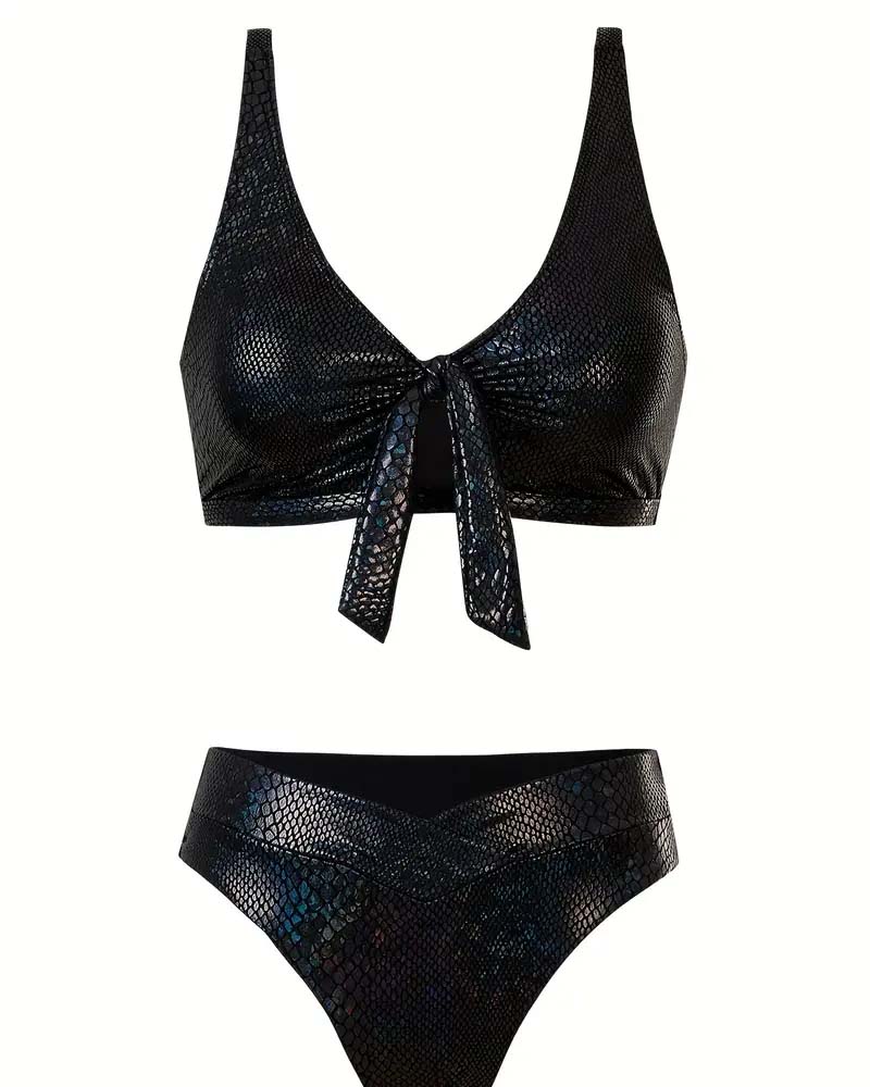 Bikini Schlangenprint Brustbinde Hohe Taille Dreieck