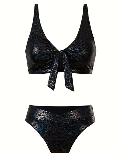 Bikini Schlangenprint Brustbinde Hohe Taille Dreieck