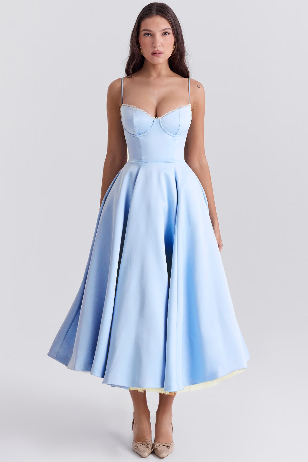 Luce - Satin-Tüll-Midikleid