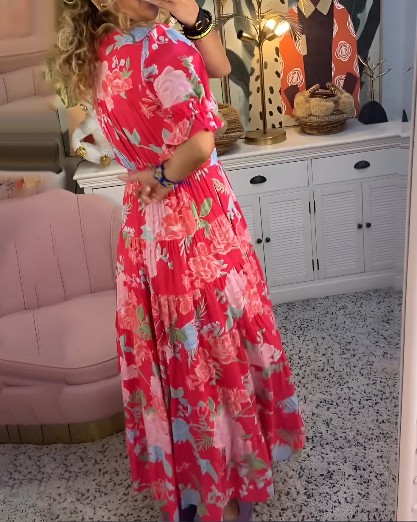 Tessa | Elegantes Kleid mit floralem Muster und V-Ausschnitt