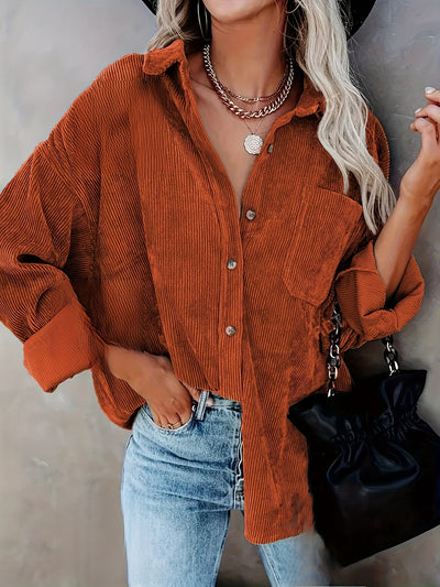 Fleur – Cord Overshirt mit Knopfleiste