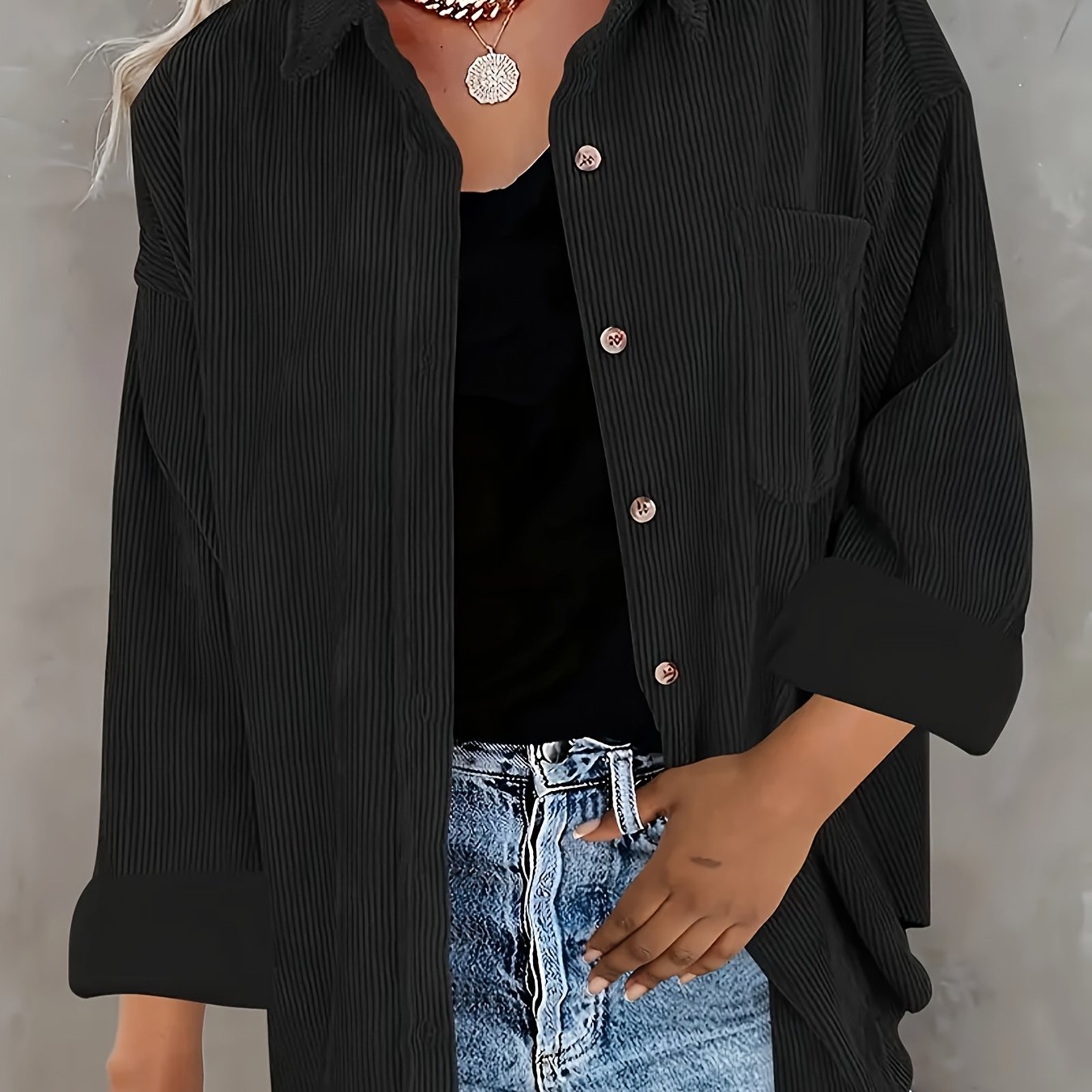 Fleur – Cord Overshirt mit Knopfleiste