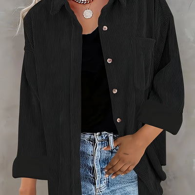 Fleur – Cord Overshirt mit Knopfleiste