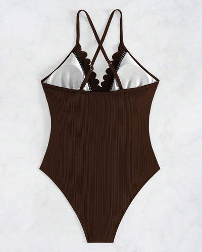 Badeanzug Einteilig Einfarbig Sexy Hollow