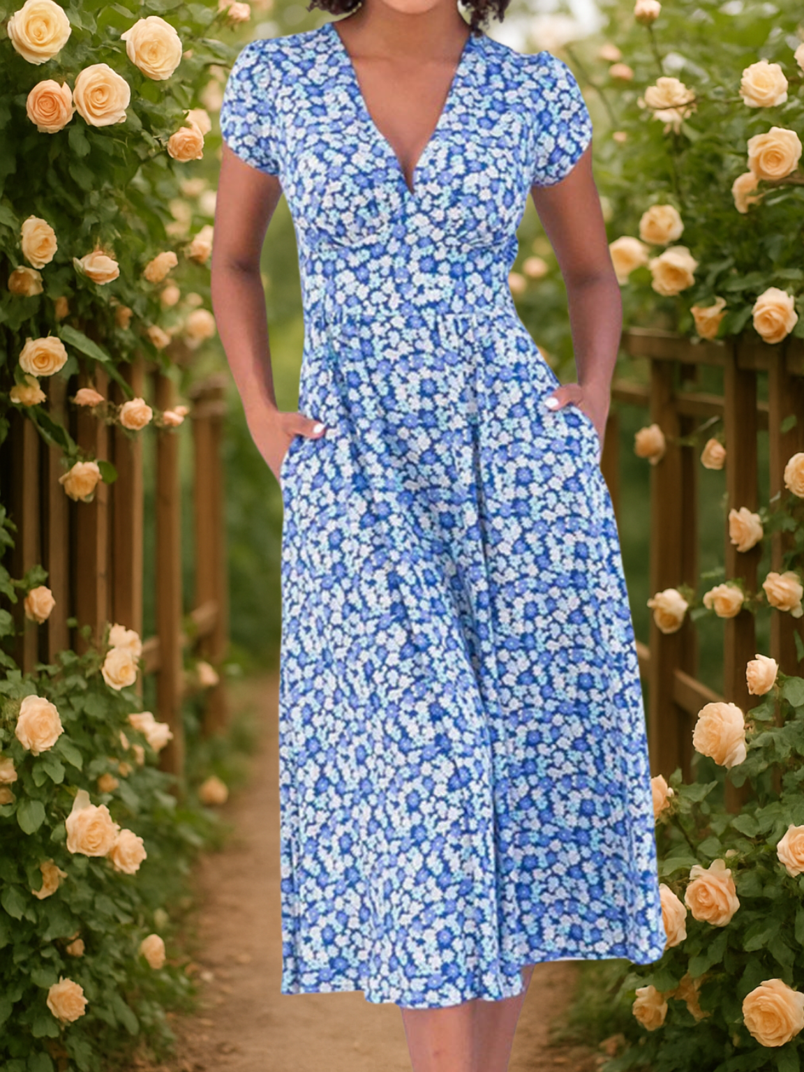 Fienna – Midi-Kleid mit Frontknöpfen