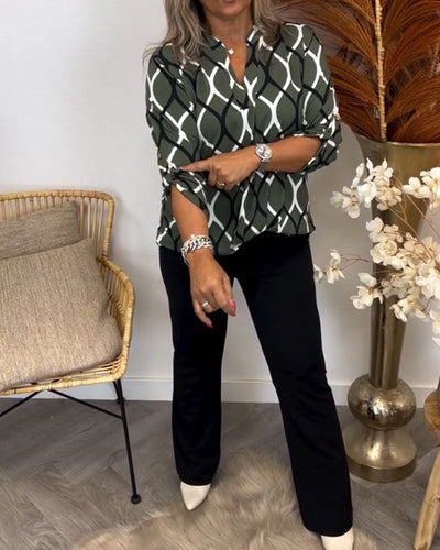 Janny | Lässige Bluse mit langen Ärmeln und elegantem Muster