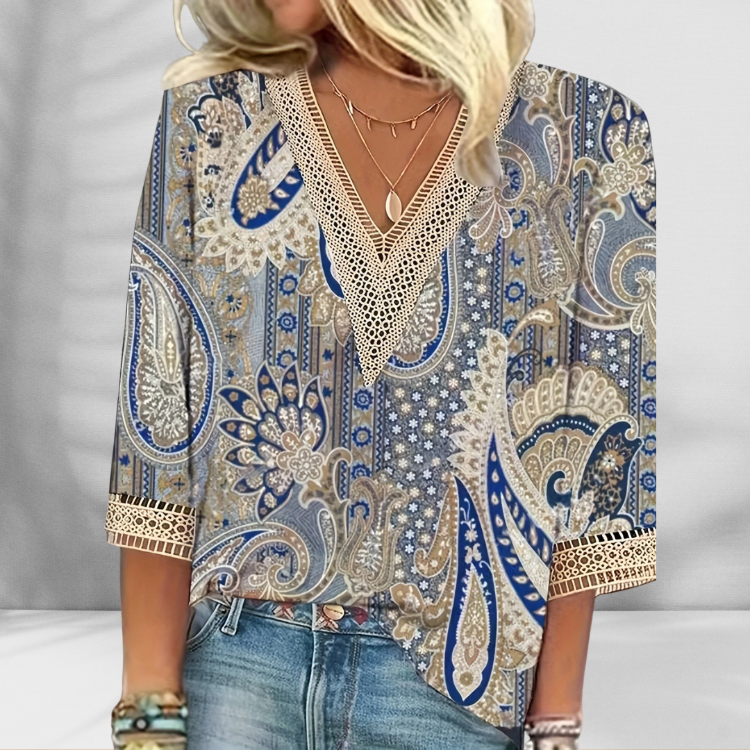 Alis | Boho-Bluse Mit Floralen Mustern Und Langen Ärmeln