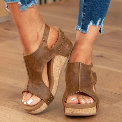 Leni - Wildleder Sandalen auf Wedge-Absatz
