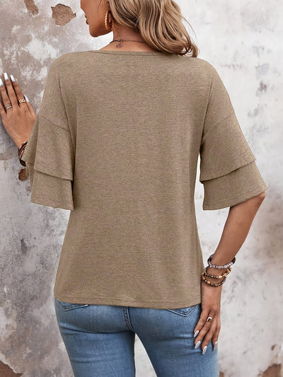 Johanna | T-Shirt mit V-Ausschnitt Und Weiten Ärmeln