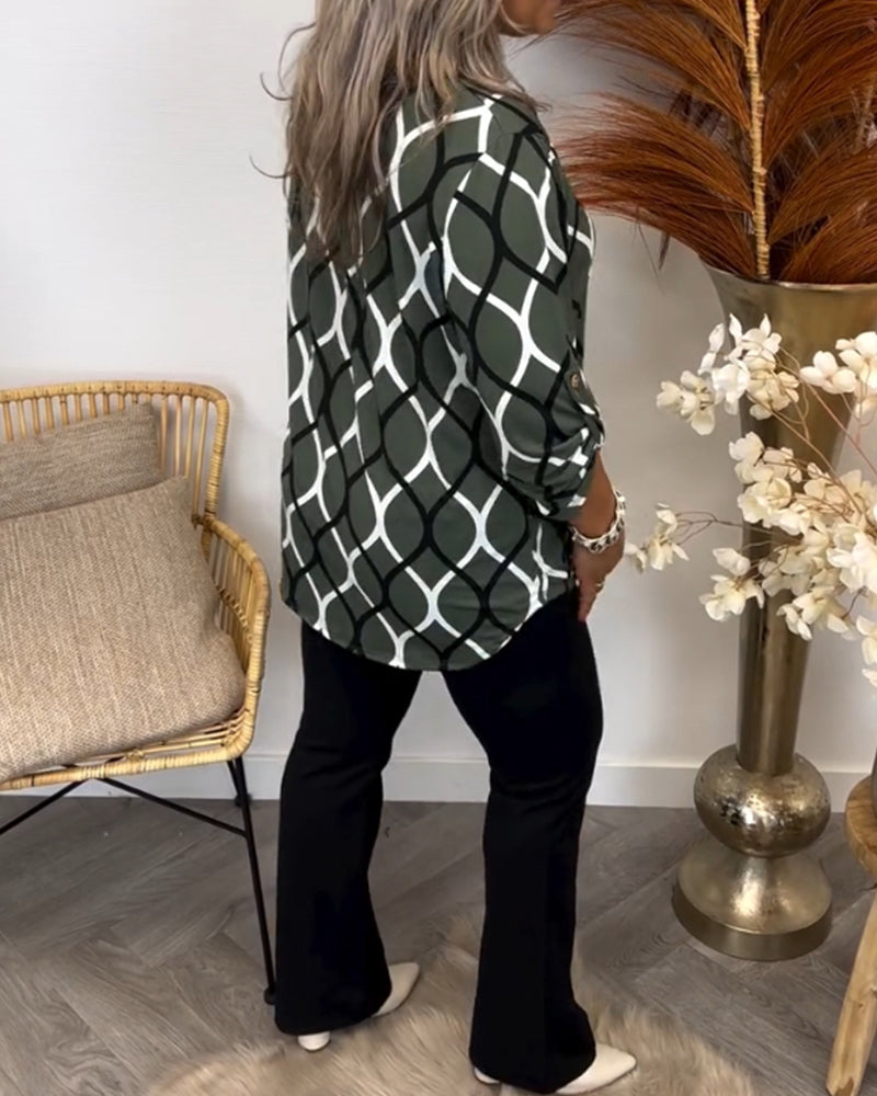 Janny | Lässige Bluse mit langen Ärmeln und elegantem Muster