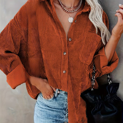 Fleur – Cord Overshirt mit Knopfleiste
