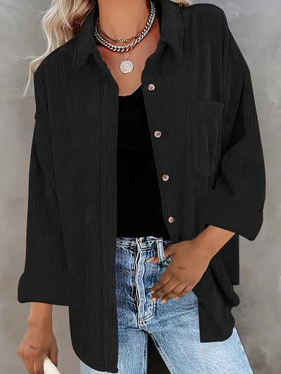 Fleur – Cord Overshirt mit Knopfleiste