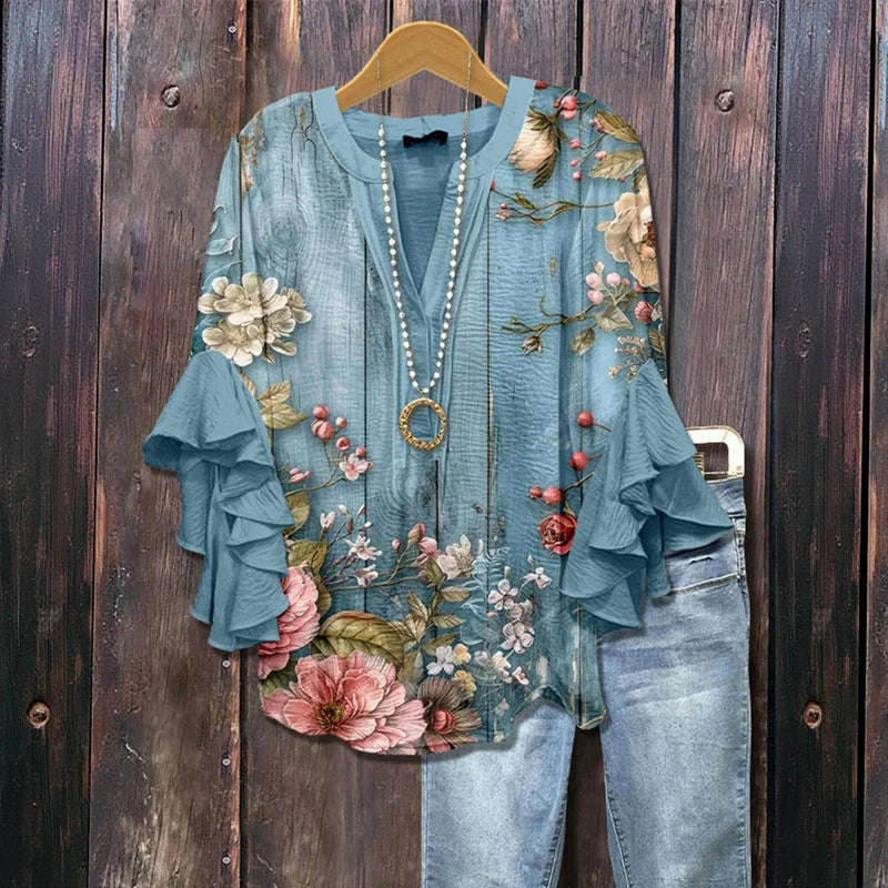 Vintage Blumenmuster Bluse