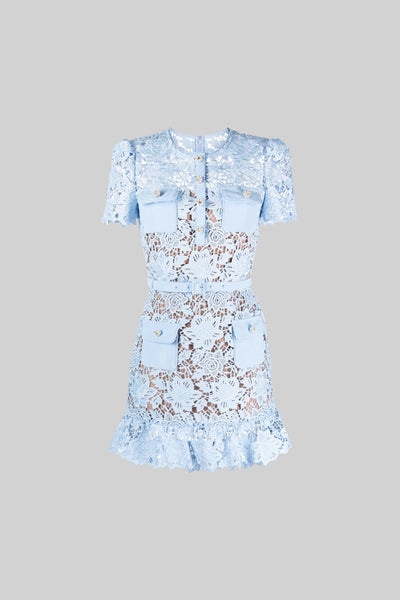 Kurzärmliges besticktes Blumenkleid