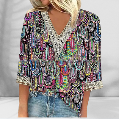 Alis | Boho-Bluse Mit Floralen Mustern Und Langen Ärmeln
